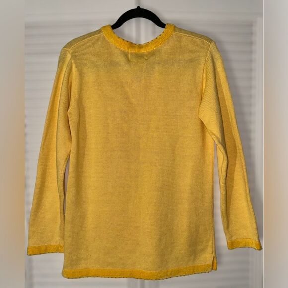 The Quacker Factory Sequined Butterfly‎ Beaded Yellow V-Neck Sweater Size XS - Picture 5 of 9